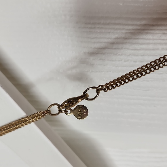 LOFT necklace double strand gold and opal blue green - Picture 6 of 9